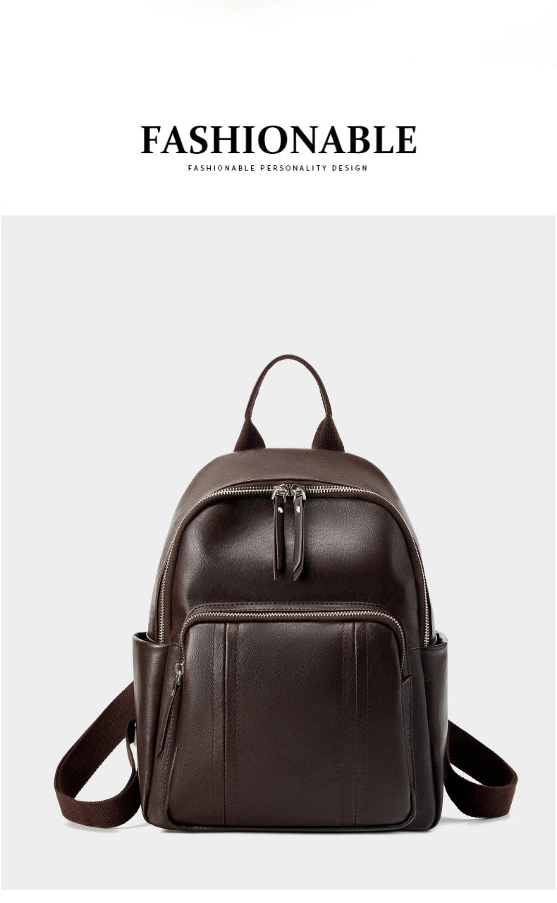 Hifashion Cowhide Genuine Leather Backpack For Women 2025 Trend Designer Work Daypack Travel Bookbags Teenage Girls School Bags