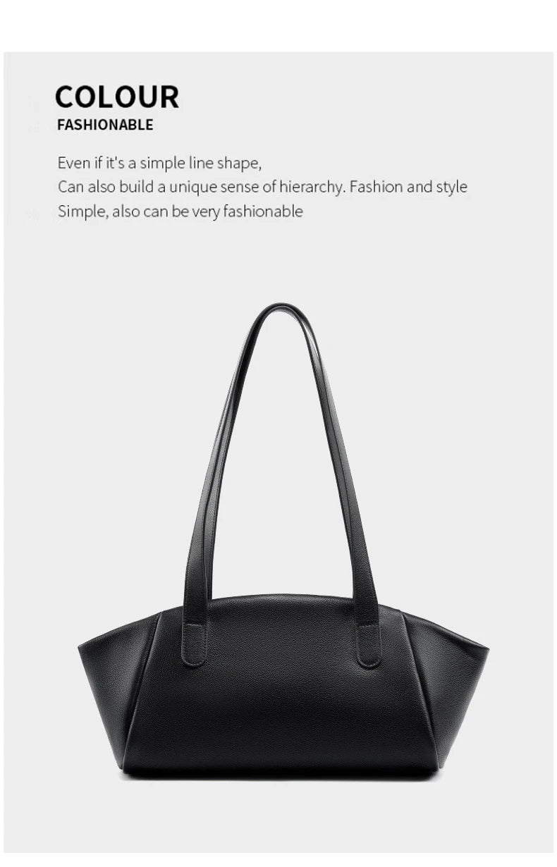 Hifashion 100% Real Genuine Leather Large Tote Shoulder Bags For Women 2025 Luxury Designer Trapeze Shopper Work Ladies Handbags