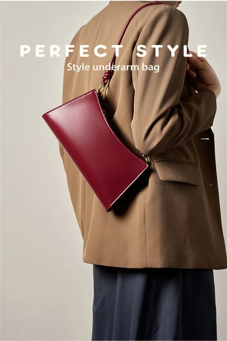 Hifashion Cowhide Genuine Leather Underarm Shoulder Bags For Women 2025 Luxury Designer Evening Party Purse Work Ladies Handbags
