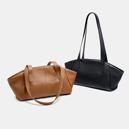 Hifashion 100% Real Genuine Leather Large Tote Shoulder Bags For Women 2025 Luxury Designer Trapeze Shopper Work Ladies Handbags