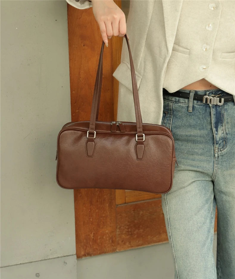 Hifashion Cowhide Genuine Leather Shoulder Bags For Women 2025 Trend Designer Large Capacity Work Satchel Tote Ladies Handbags