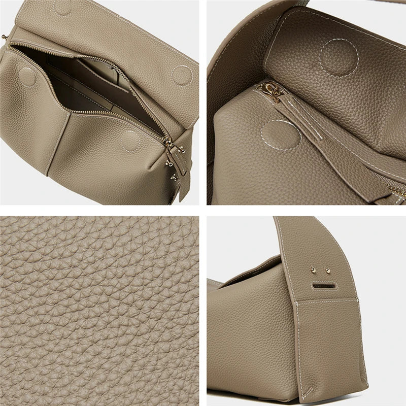 Hifashion Cowhide Genuine Leather Underarm Shoulder Bags For Women 2025 Luxury Designer Top Handle Satchel Tote Ladies Handbags