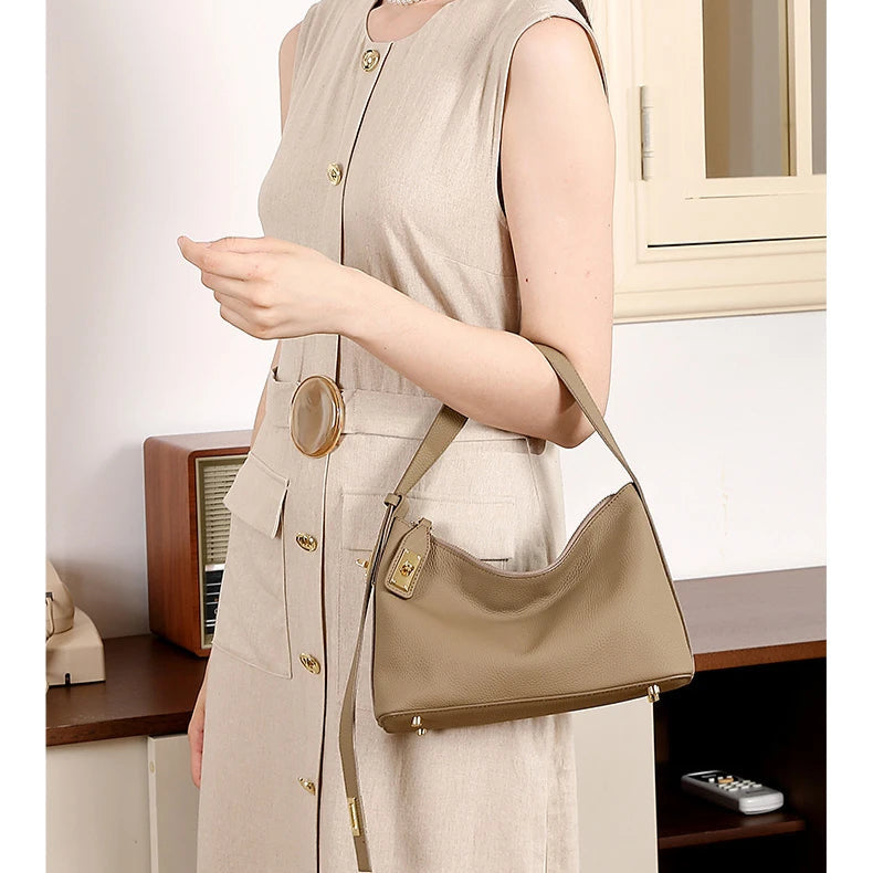 Hifashion Cowhide Genuine Leather Underarm Shoulder Bags For Women New 2025 Trend Designer Crossbody Purses Work Ladies Handbags
