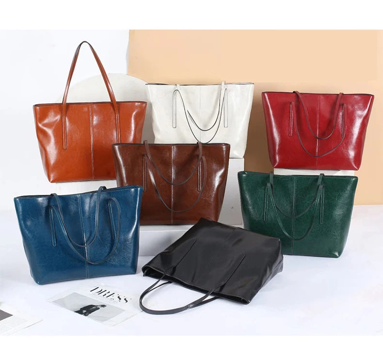 Hifashion Cowhide Genuine Leather Large Tote Bags For Women 2025 Trend Designer A4 Shoulder Bags Laptop Shopper Ladies Handbags
