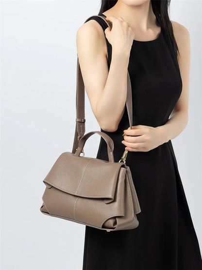 Hifashion Vintage Cowhide Genuine Leather Handbags For Women 2025 Trend Designer Top Handle Flap Ladies Shoulder Crossbody Bags