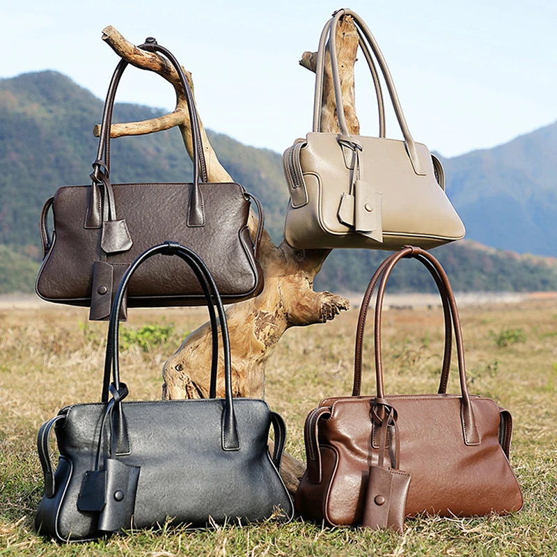 Hifashion 3 Layers Genuine Leather Large Underarm Shoulder Bags For Women 2025 Luxury Designer Satchel Tote Work Ladies Handbags