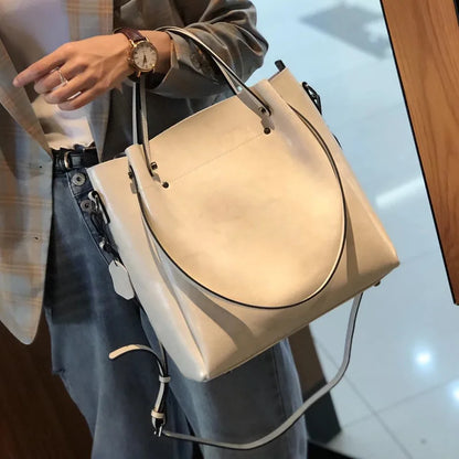 Hifashion Vintage Cowhide Genuine Leather Tote Handbags For Women 2025 Trend Designer Office Work Ladies Shoulder Crossbody Bags