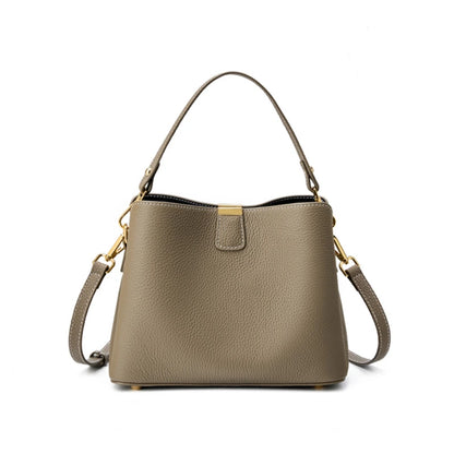 Hifashion 100% Cow Genuine Leather Bucket Shoulder Crossbody Bags For Women 2025 Luxury Designer Wide Strap Tote Ladies Handbags