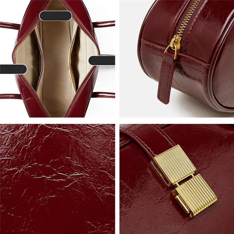 Hifashion Vintage Cowhide Genuine Leather Underarm Shoulder Bags For Women 2025 Trend Designer Luxury Tote Work Ladies Handbags