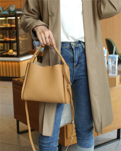 Hifashion Vintage Cow Genuine Leather Bucket Tote Shoulder Bags For Women 2025 Luxury Designer Shopper Crossbody Ladies Handbags