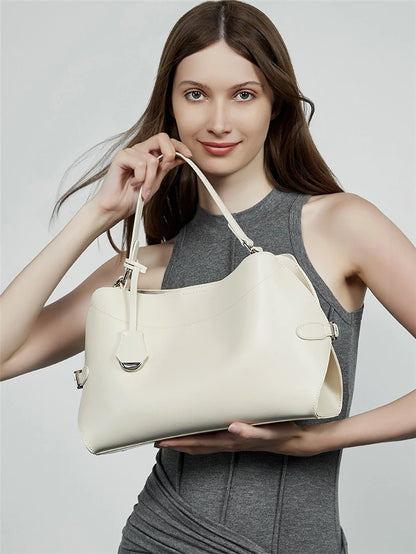Hifashion Cowhide Genuine Leather Tote Handbags For Women 2025 Luxury Designer Crescent Office Ladies Shoulder Crossbody Bags