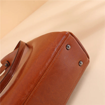 Hifashion Vintage Cowhide Genuine Leather Tote Handbags For Women 2025 Trend Designer Office Work Ladies Shoulder Crossbody Bags