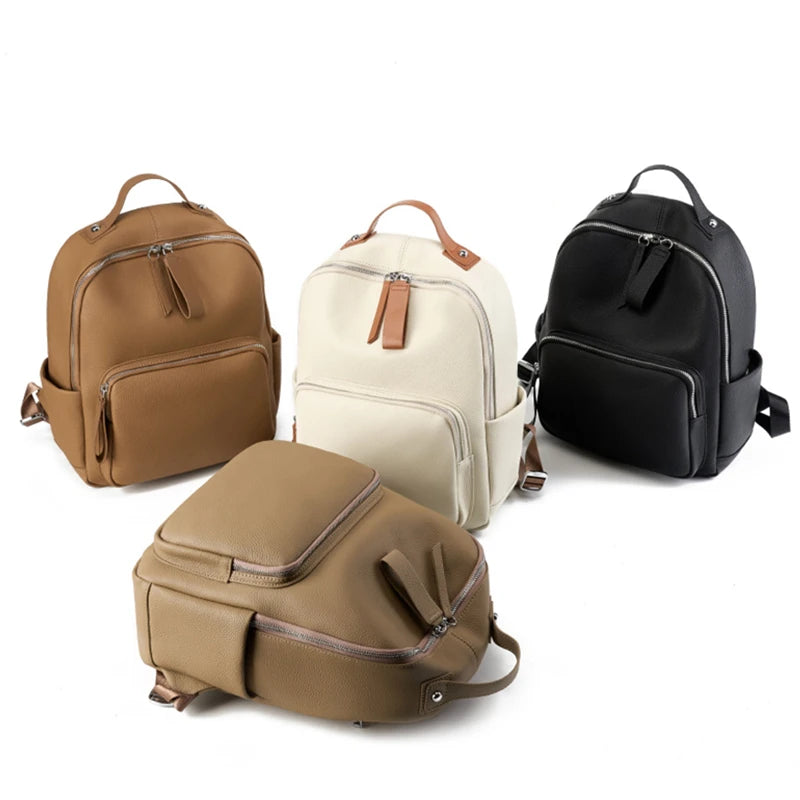 Hifashion 100% Cowhide Genuine Leather Backpack For Women 2025 Trend Designer Soft Travel Work Daypack Teenage Girls School Bags