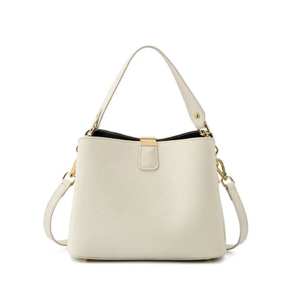 Hifashion 100% Cow Genuine Leather Bucket Shoulder Crossbody Bags For Women 2025 Luxury Designer Wide Strap Tote Ladies Handbags