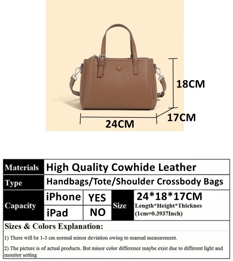 Hifashion 3 Layers Genuine Leather Shoulder Bags For Women 2025 Luxury Designer Crossbody Satchel Commuting Tote Ladies Handbags