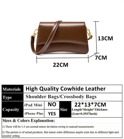 Hifashion Vintage Genuine Leather Underarm Shoulder Bags For Women 2025 Luxury Designer Crossbody Purses Saddle Ladies Handbags