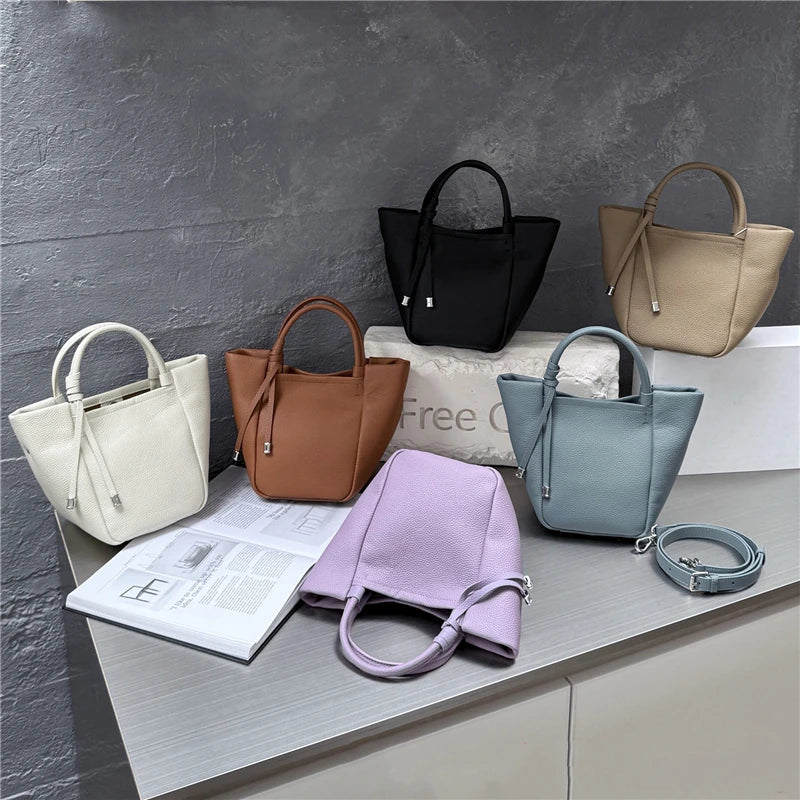 Hifashion Stylish Genuine Leather Tote Shoulder Bags For Women 2025 Trend Designer Basket Shopper Work Crossbody Ladies Handbags