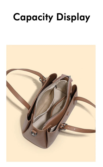 Hifashion 3 Layers Genuine Leather Shoulder Bags For Women 2025 Luxury Designer Crossbody Satchel Commuting Tote Ladies Handbags