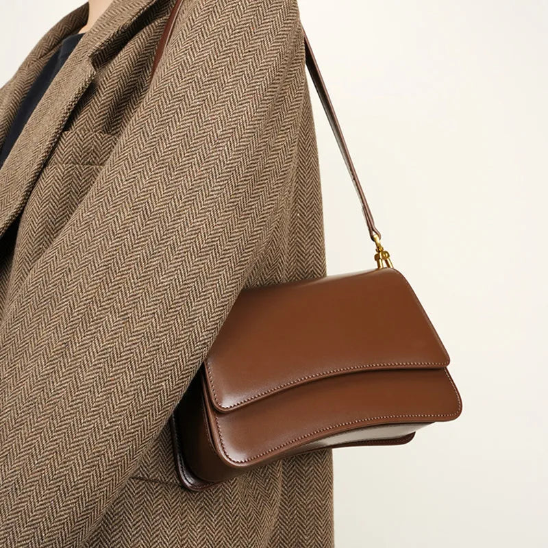 Hifashion Vintage Genuine Leather Underarm Shoulder Bags For Women 2025 Luxury Designer Crossbody Purses Saddle Ladies Handbags