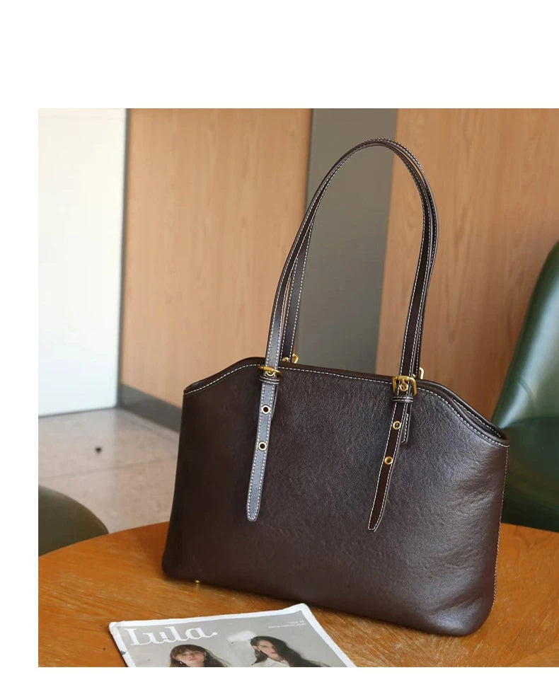 Hifashion 100% Genuine Leather Large Underarm Shoulder Bags For Women 2025 Trend Designer Tote Shopper Office Ladies Handbags