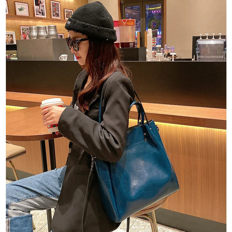 Hifashion Vintage Cowhide Genuine Leather Tote Handbags For Women 2025 Trend Designer Office Work Ladies Shoulder Crossbody Bags