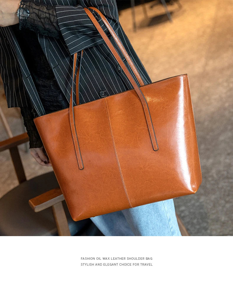 Hifashion Cowhide Genuine Leather Large Tote Bags For Women 2025 Trend Designer A4 Shoulder Bags Laptop Shopper Ladies Handbags