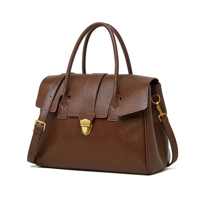 Hifashion Cowhide Genuine Leather Large Tote Handbags For Women 2025 Luxury Designer Top Handle Briefcase Satchel Shoulder Bags