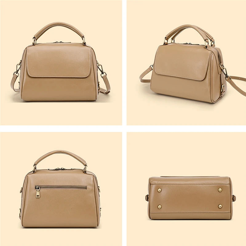 Hifashion Cowhide Genuine Leather Pillow Tote Handbags For Women 2025 Luxury Designer Satchel Work Ladies Shoulder Crossbody Bag
