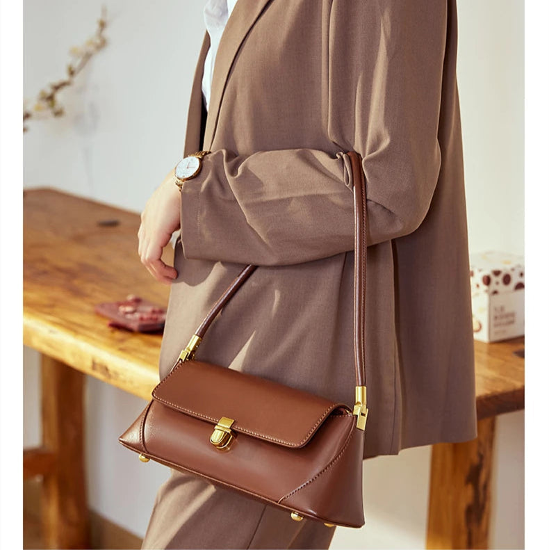 Hifashion Cowhide Genuine Leather Underarm Shoulder Bags For Women 2025 Trend Designer Top Handle Female Tote Ladies Handbags