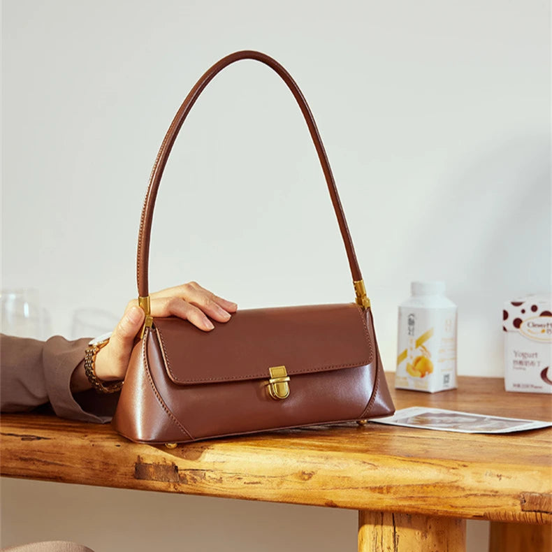 Hifashion Cowhide Genuine Leather Underarm Shoulder Bags For Women 2025 Trend Designer Top Handle Female Tote Ladies Handbags