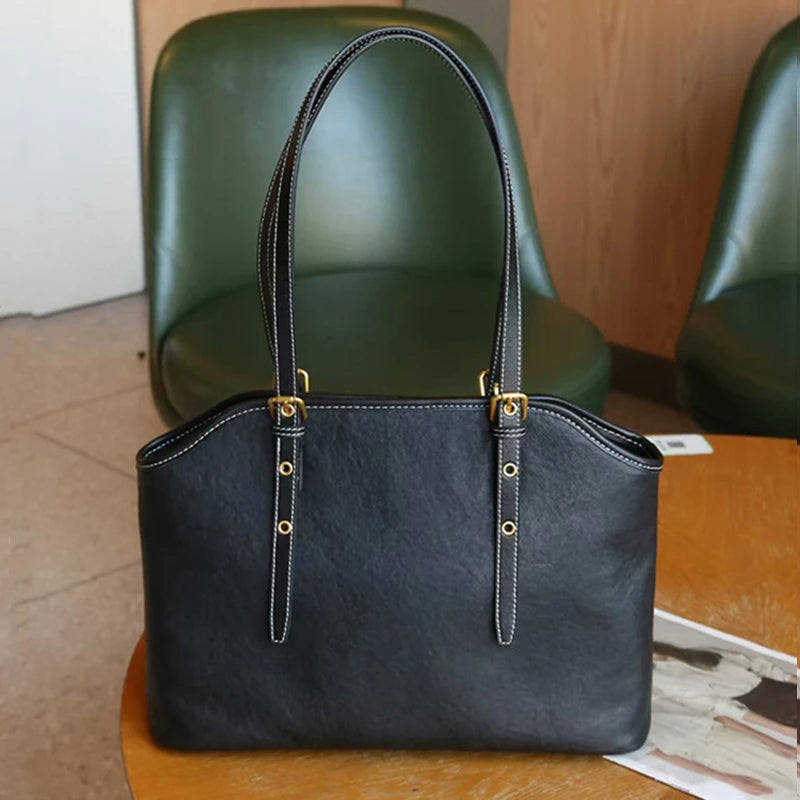 Hifashion 100% Genuine Leather Large Underarm Shoulder Bags For Women 2025 Trend Designer Tote Shopper Office Ladies Handbags