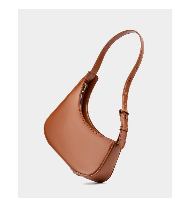 Hifashion Minimalist Genuine Leather Crescent Underarm Shoulder Bags For Women 2025 Luxury Designer Half Moon Ladies Handbags