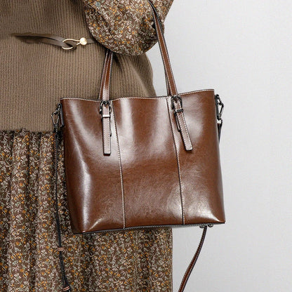 Hifashion Vintage Cow Genuine Leather Large Tote Bags For Women 2025 Luxury Designer Shopping Shoulder Bags Work Ladies Handbags