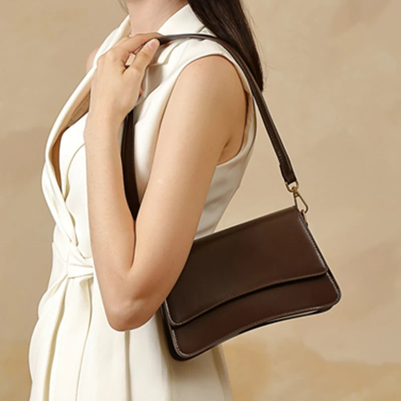 Hifashion Vintage Genuine Leather Underarm Shoulder Bags For Women 2025 Luxury Designer Crossbody Purses Saddle Ladies Handbags