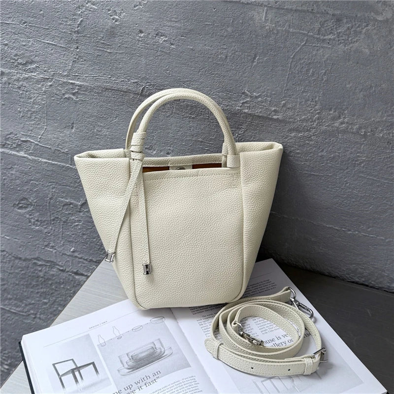 Hifashion Stylish Genuine Leather Tote Shoulder Bags For Women 2025 Trend Designer Basket Shopper Work Crossbody Ladies Handbags