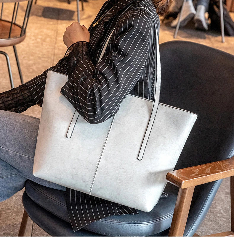 Hifashion Cowhide Genuine Leather Large Tote Bags For Women 2025 Trend Designer A4 Shoulder Bags Laptop Shopper Ladies Handbags