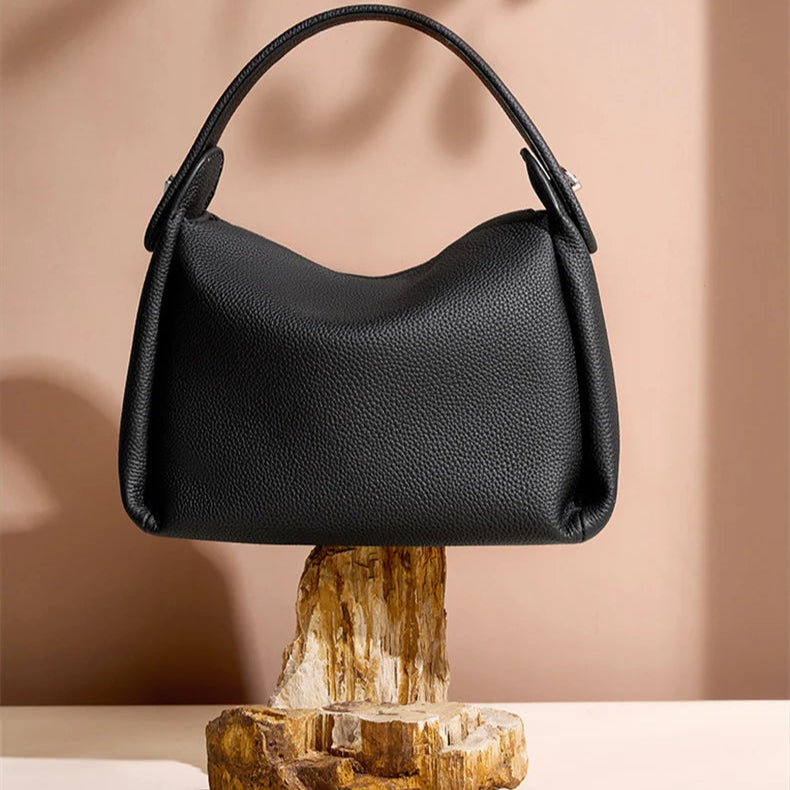 Hifashion Cowhide Genuine Leather Small Shoulder Bags For Women 2025 Luxury Designer Work Bucket Tote Crossbody Ladies Handbags