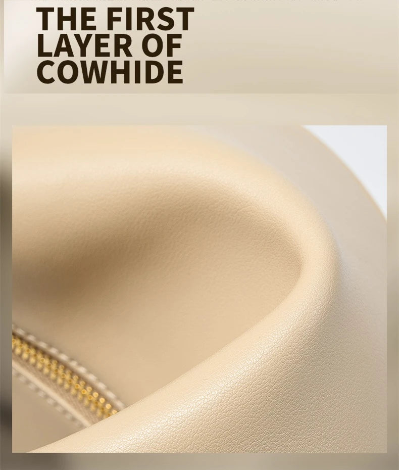 Hifashion Trendy Genuine Leather Underarm Shoulder Bags For Women 2025 Luxury Designer Crossbody Purse Half Moon Ladies Handbags