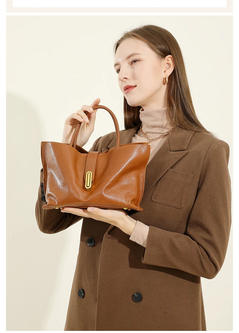 Hifashion Stylish Genuine Leather Handbags For Women 2025 Trend Designer Commuting Shoulder Bags Crossbody Tote Ladies Handbags