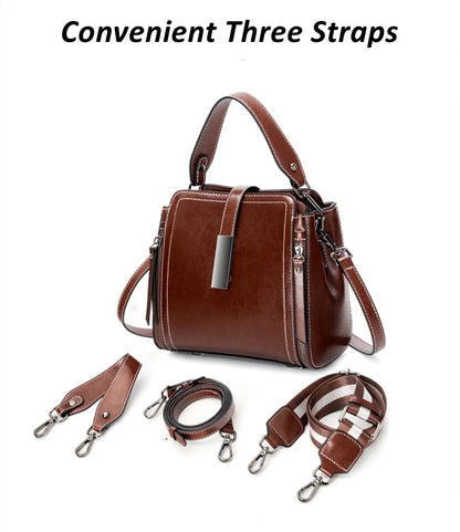Hifashion Vintage Cow Genuine Leather Small Shoulder Bags For Women 2025 Luxury Designer Crossbody Purses Bucket Ladies Handbags