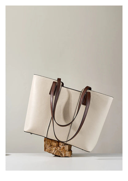 Hifashion Cowhide Genuine Leather Large Shoulder Bags For Women 2025 Luxury Designer Shopper Work Tote Commuter Ladies Handbags