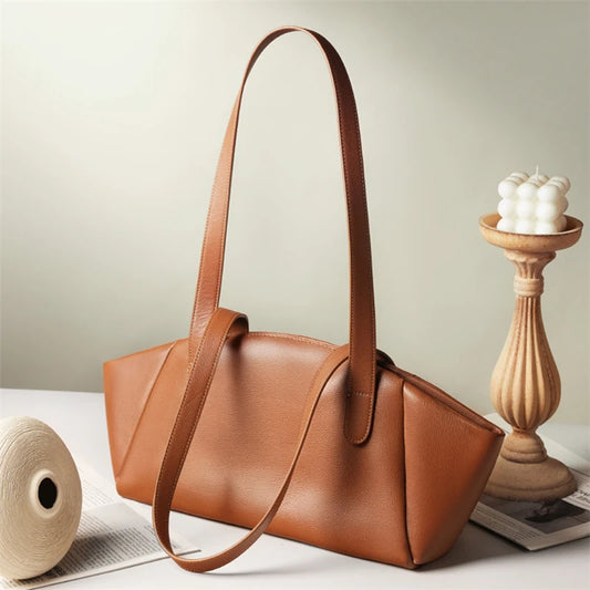 Hifashion 100% Real Genuine Leather Large Tote Shoulder Bags For Women 2025 Luxury Designer Trapeze Shopper Work Ladies Handbags