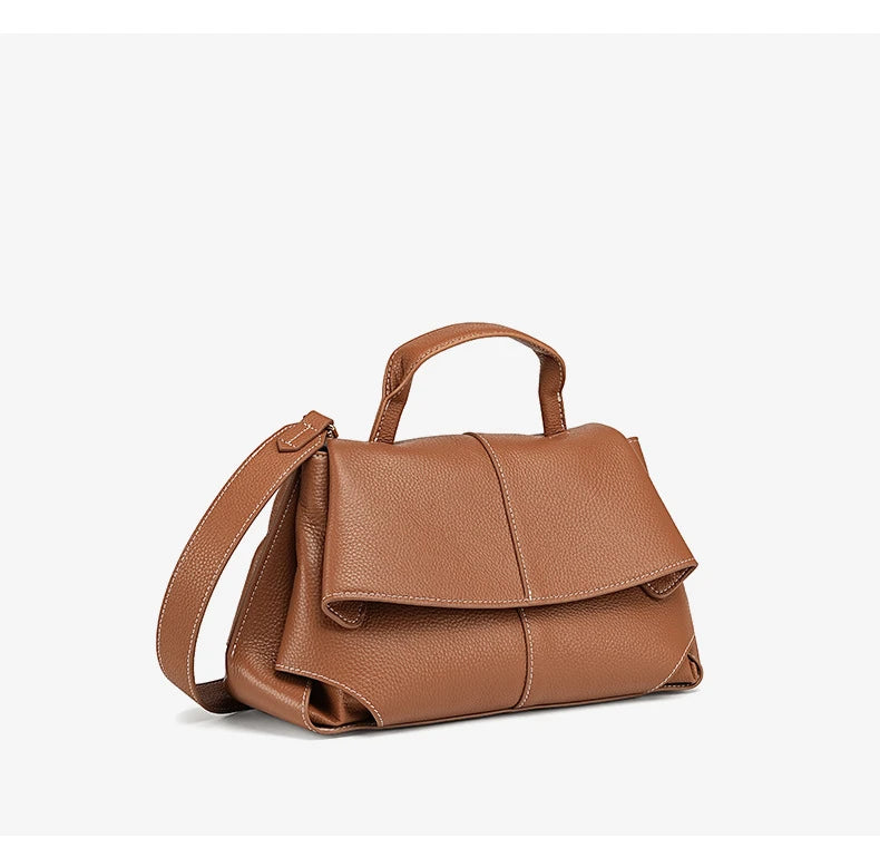 Hifashion Vintage Cowhide Genuine Leather Handbags For Women 2025 Trend Designer Top Handle Flap Ladies Shoulder Crossbody Bags