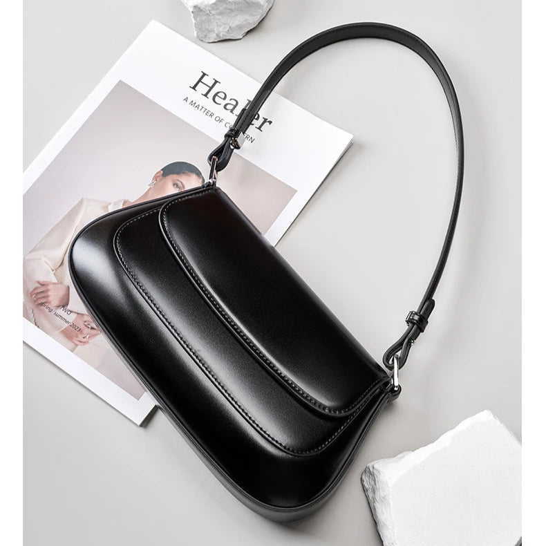 Hifashion Luxury Genuine Leather Underarm Shoulder Bags For Women 2025 Trend Designer Crossbody Purses  Saddle Ladies Handbags