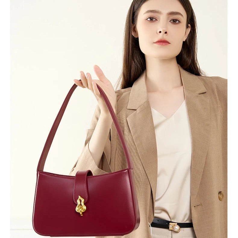 Hifashion Cowhide Genuine Leather Underarm Shoulder Bags For Women 2025 Luxury Designer Half Moon Purse Crescent Ladies Handbags