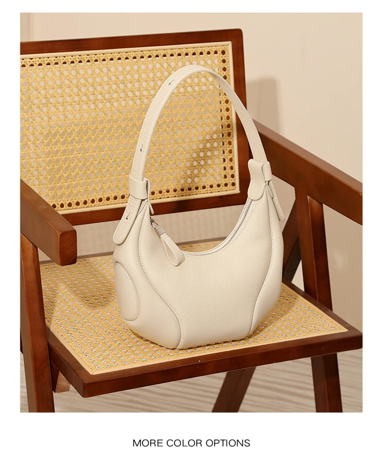 Hifashion Cowhide Genuine Leather Half Moon Crossbody Shoulder Bags For Women 2025 Trend Designer Hobo Underarm Ladies Handbags