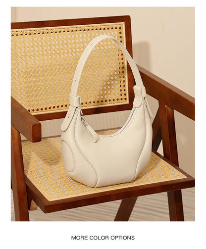 Hifashion Cowhide Genuine Leather Half Moon Crossbody Shoulder Bags For Women 2025 Trend Designer Hobo Underarm Ladies Handbags