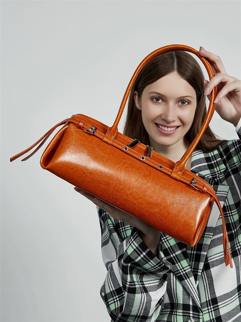Hifashion Motorcycle Style Genuine Leather Underarm Shoulder Bags For Women 2025 Trend Designer Sling Purse Tote Ladies Handbags