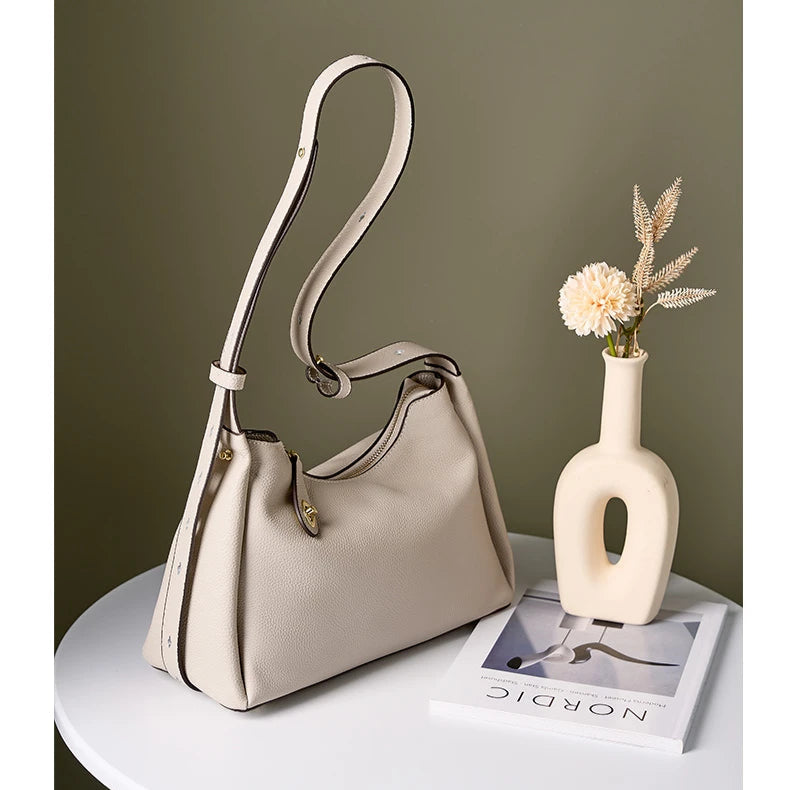 Hifashion 100% Genuine Leather Crescent Shoulder Crossbody Bags For Women 2025 Luxury Designer Top Handle Purses Ladies Handbags