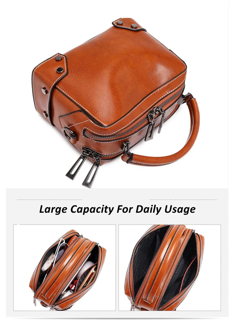 Hifashion Cowhide Genuine Leather Pillow Small Shoulder Crossbody Bags For Women 2025 Trend Designer Boston Tote Ladies Handbags